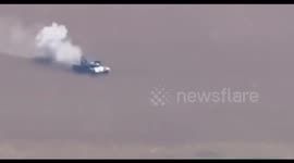 Russian drone hits Ukrainian tank in Kursk region