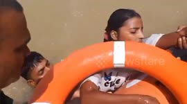 SSB Police saved the girl's life fell into the Ganga river while taking a selfie from Mahatma Gandhi Bridge in Patna, Northern India