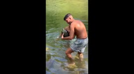 Turtle Takes a Bite Out of Man's Side