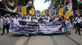 Activist of Congress party take part in a protest In Kolkata against the rape and murder of a PGT doctor,Kolkata,India