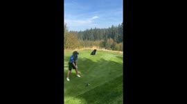 Bear spotted near golfer at The Rise Resort in Vernon, Canada