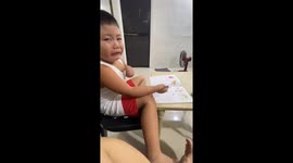 Child's first school homework brings tears in Mabalacat, Philippines