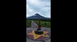 Drone gets stuck in statue in Legazpi City, Philippines