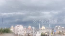 Stormy sky in Akashi as typhoon Shanshan approaches Kyushu