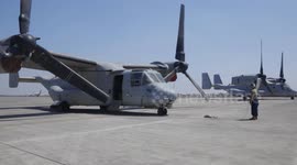Indonesia: MRF-D 24.3 U.S. Marines perform maintenance, refueling on MV-22B Ospreys in preparation for Super Garuda Shield 24