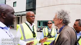 Piers Corbyn denied entry to BBC HQ during protest