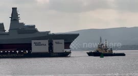 New Type 26 warship HMS Cardiff being barged to Glen Mallan