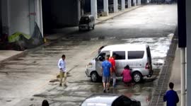 Toddler survives being run over by minibus