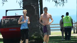Homeland star Clare Danes and her husband go for a run in Santa Monica