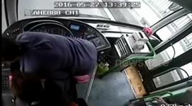Woman seizes steering wheel on bus