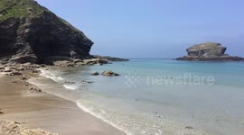Spear fishing in the bay on a glorious day in Cornwall