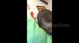 Young boy falls asleep during church