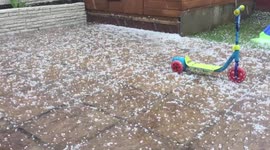 Giant hailstones batter Rochdale 7th July 2016
