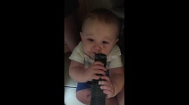 Baby Wyatt gets a vacuum hickey
