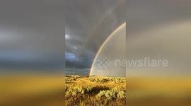 USA: Double Rainbow Spectacle Arches Over Yellowstone's Blacktail Deer Plateau