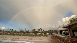 US: Beautiful Morning Rainbow Spotted Over Dania Beach, Florida
