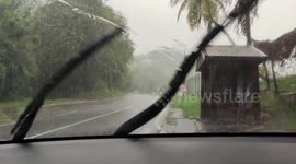 Caribbean rain season: Sudden huge rain. French island of Martinica, Caribbean/West Indies.  30 aug 2024