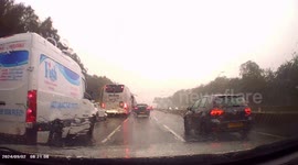 DASHCAM - DANGEROUS DRIVING - In TREACHEROUS conditions, Volkswagen driver undertakes and then cuts up driver.
