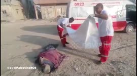 Palestine Red Crescent teams inspecting KhanYunis Governorate following the withdrawal of the Israeli occupation forces