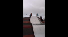Slide mishap in Barcelona