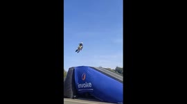 Biker falls during Veliky Novgorod City Day Motocross show