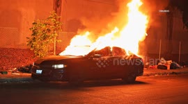 United States: Broadway Manchester Vehicle Fully Engulfed In Flames