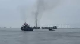 Ship catches fire during Tropical Storm Yagi