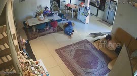 Monitor lizard saunters into family's living room in Malaysia