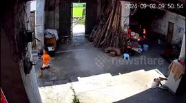 Young boy suffers burns after causing explosion whilst playing with lighter in China