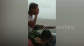 Pupils take horrifying ferry ride through choppy seas during storm Yagi