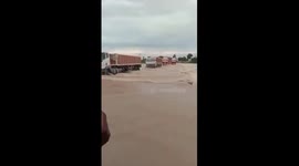 Truck swept away by floods in northern India