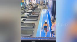 Hilarious CCTV footage catches gymgoer cheating on workout