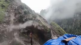 landslide in horror Mountainside collapses during in Uttrakhand , Northern India