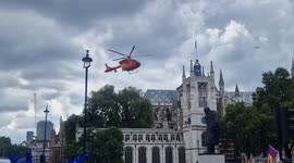 Air Ambulance leaves Parliament Square after cyclist collision with lorry