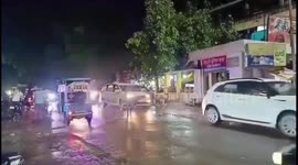 Drunk man sitting on chair in busy road gets hit by truck