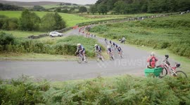 Tour of Britain cycle race 2024, hilly section on North York Moors