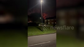 Dramatic footage shows blaze and explosions involving eight HGV lorries at industrial estate