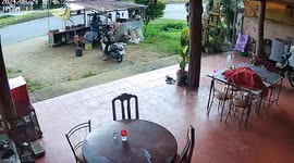 Freak wind blows away street-side noodle stall in Thailand