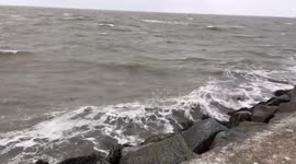 UK: Stormy weather over sea at Herne Bay