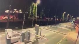 Girl riding electric scooter crashes into lamppost