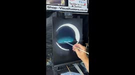 Artist captures 'Crescent Falls' on canvas using the wet-on-wet technique