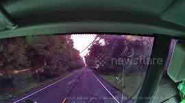 SUV Tries to Pass While Semi Passes Garbage Truck
