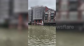 Crocodile sculpture appears at British harbour made infamous by a 'croc sighting'