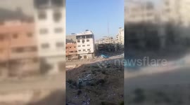 Massive destruction caused by the Israeli Forces in the Al-Rimal neighborhood in Gaza City