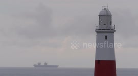 HMS Queen Elizabeth Excercising Off Dorset Coast UK After Fatal Merlin Helicopter Accident
