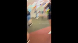 Prank escalates in the best way as friend hilariously drops after leg nudge