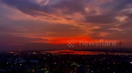 Vietnam: Sunset Sky Over Hanoi Turns Fiery Red Ahead Of Typhoon Yagi Approaching