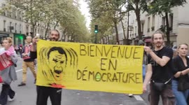 Protest against the “Autocracy” of the french President Macron and the election of Barnier as Prime Minister. Bastille to Nation, Paris, France. 7 sept 2024.   Nearly 150 demonstrations across France are planned this Saturday at the call of youth organiza
