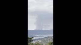 Wildfire Line Fire Visible from big Bear Valley in san Bernardino National Forest