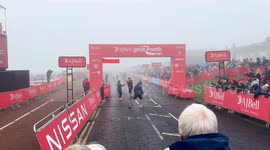 Great North Run Finish Line Tape Test in South Shields, Newcastle, UK